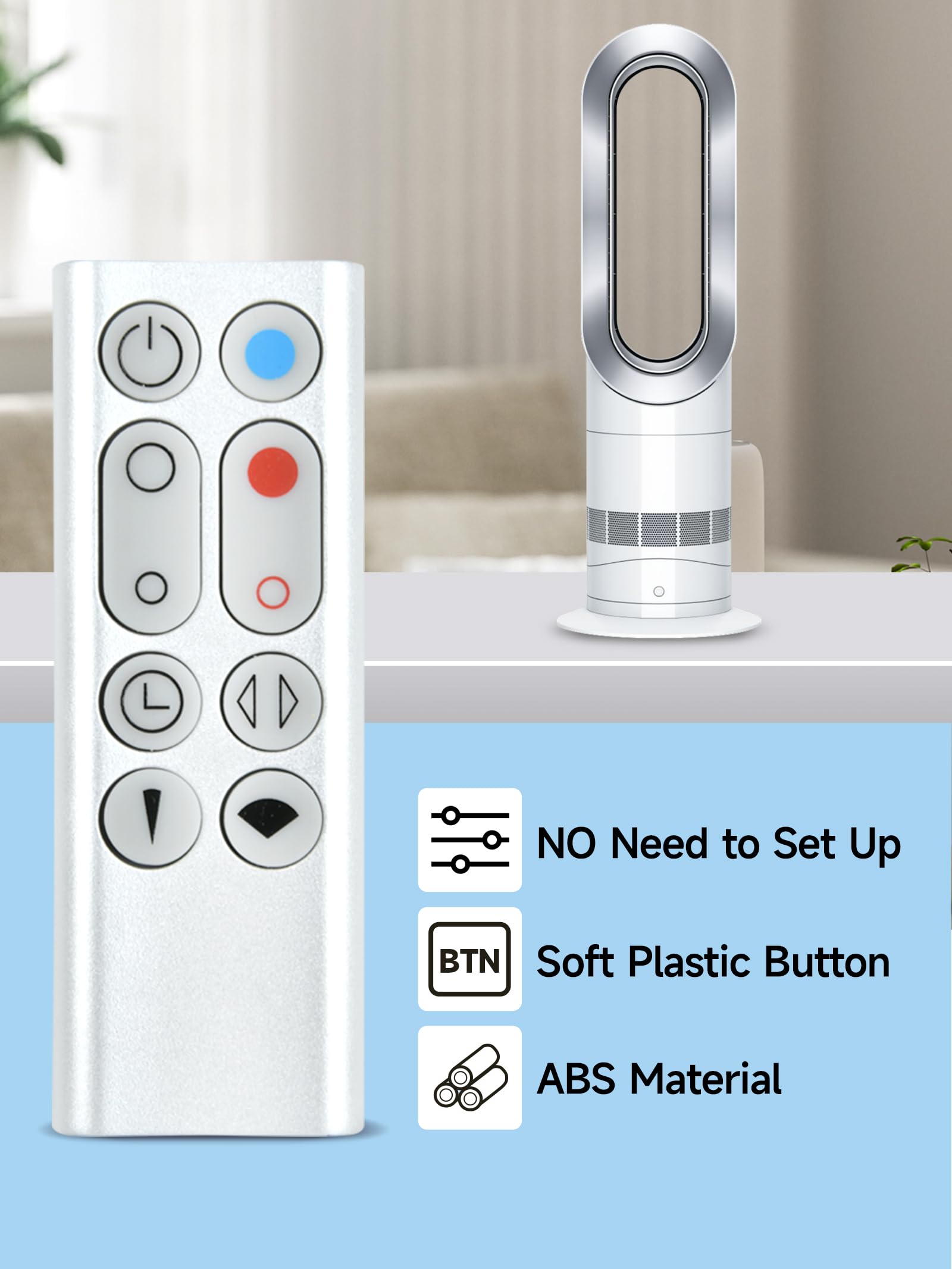 New Replacement Remote Control for Dÿson AM09 Hot + Cool Heater Tower Fan (Silver), Not for White Remote