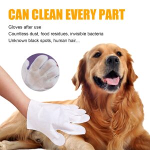 Felico Pet Wash Free Grooming Gloves, 6Pcs Cleaning Cat Dog Wipes for Face, Ear, Eye, Paws Pet Body Rinse Free Gloves, No Rinse Thick Extra Puppy Wipes, Disposable Plant-Based Dog Bath Wipes