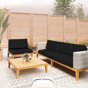 Outdoor Cushions for Patio Furniture 26.5x26.5, Outdoor Seat Cushion & Inclined Back Cushion with Ties, Waterproof Replacement Deep Seat Couch Sofa Chair Cushion for Backyard Garden Deck, Black