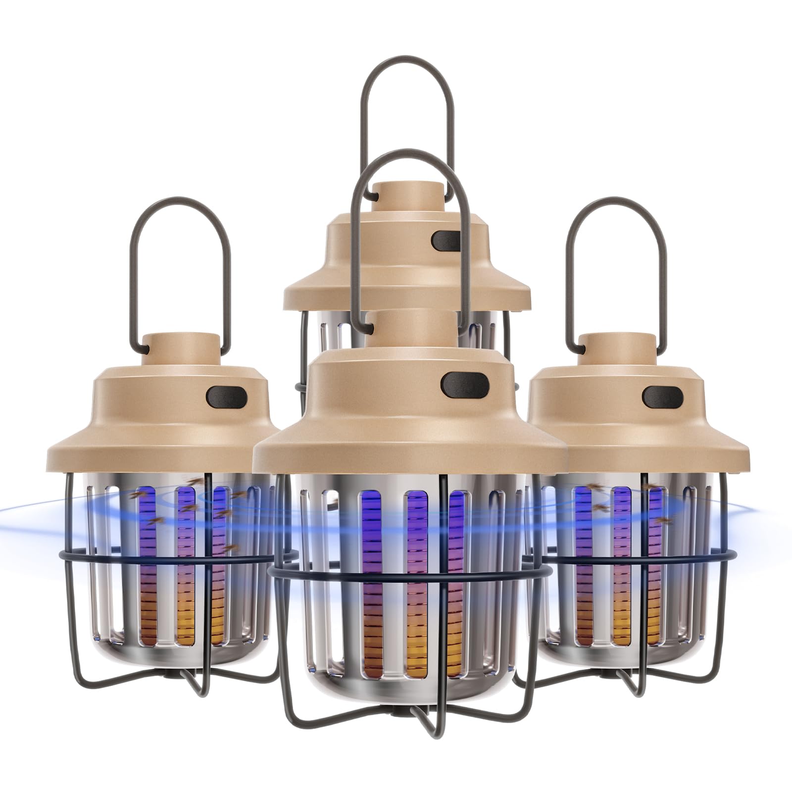 vertmuro Bug Zapper Outdoor Camping Lamp Mosquito Repellent, Versatile Portable & Rechargeable Flying Insect Killer Lantern, Outdoor Mosquito Zapper for RVs, Camping, Home, Patio, 4pc