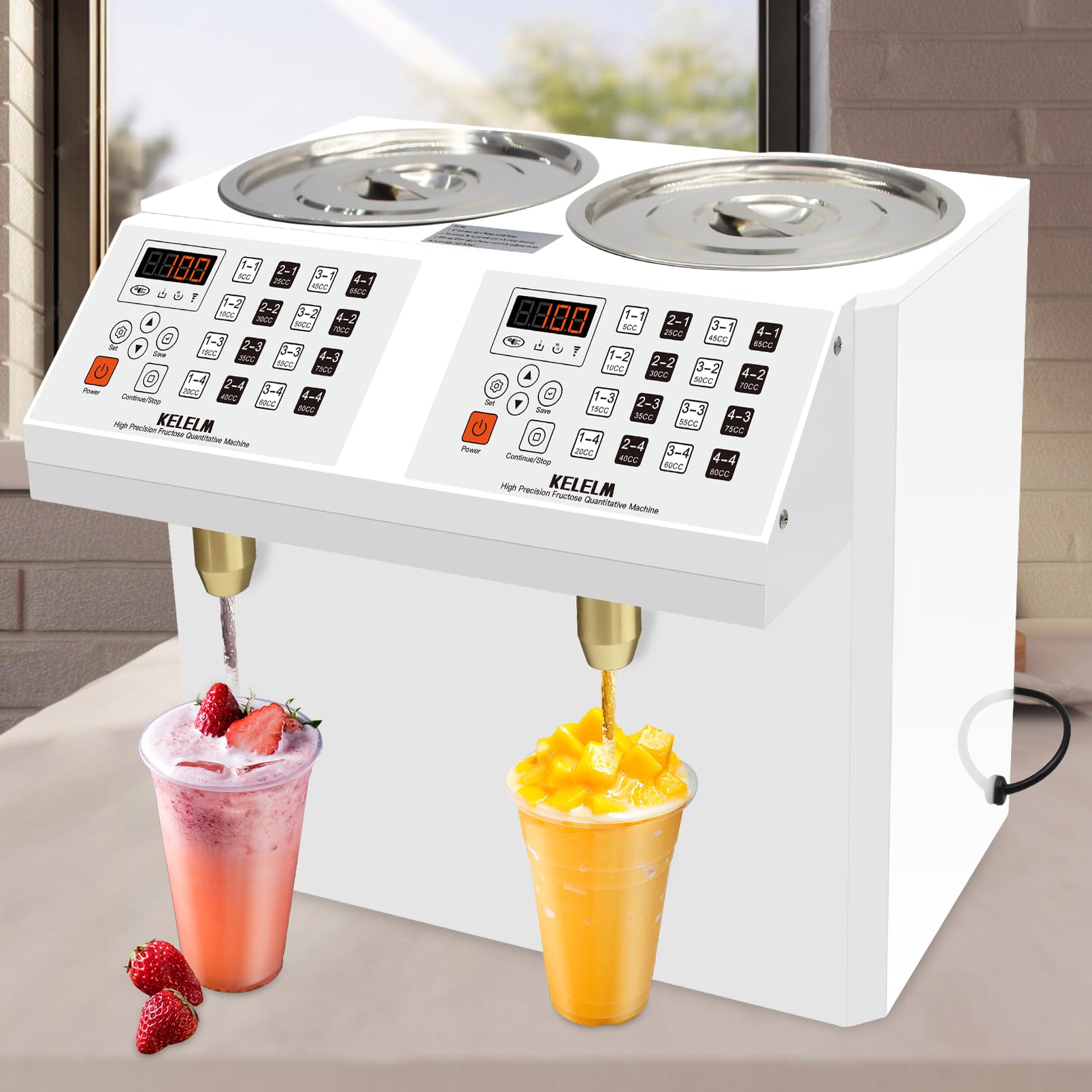 Automatic Fructose Dispenser,16L Commercial syrup dispenser,Fructose Quantitative Machine w/Double Fructose Outlets for Boba Milk Tea Bubble Tea,760W