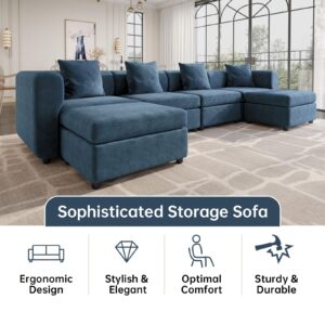 GlimBiz Oversized Modular Sofa with Storage Ottoman,U Shaped Sofa Couch Modular Sectional Sofa with Cushions, Convertible Sectional Sofa,U-Shaped Sofa with 8 Seats