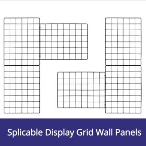 WELLCO Grid Wall Panels, 15.7"x 11.8" Grid Wall for Any Retail Display, Portable and Assembled Wall Grid with Extra Joining Clips and Hooks, 4 Pack, Black