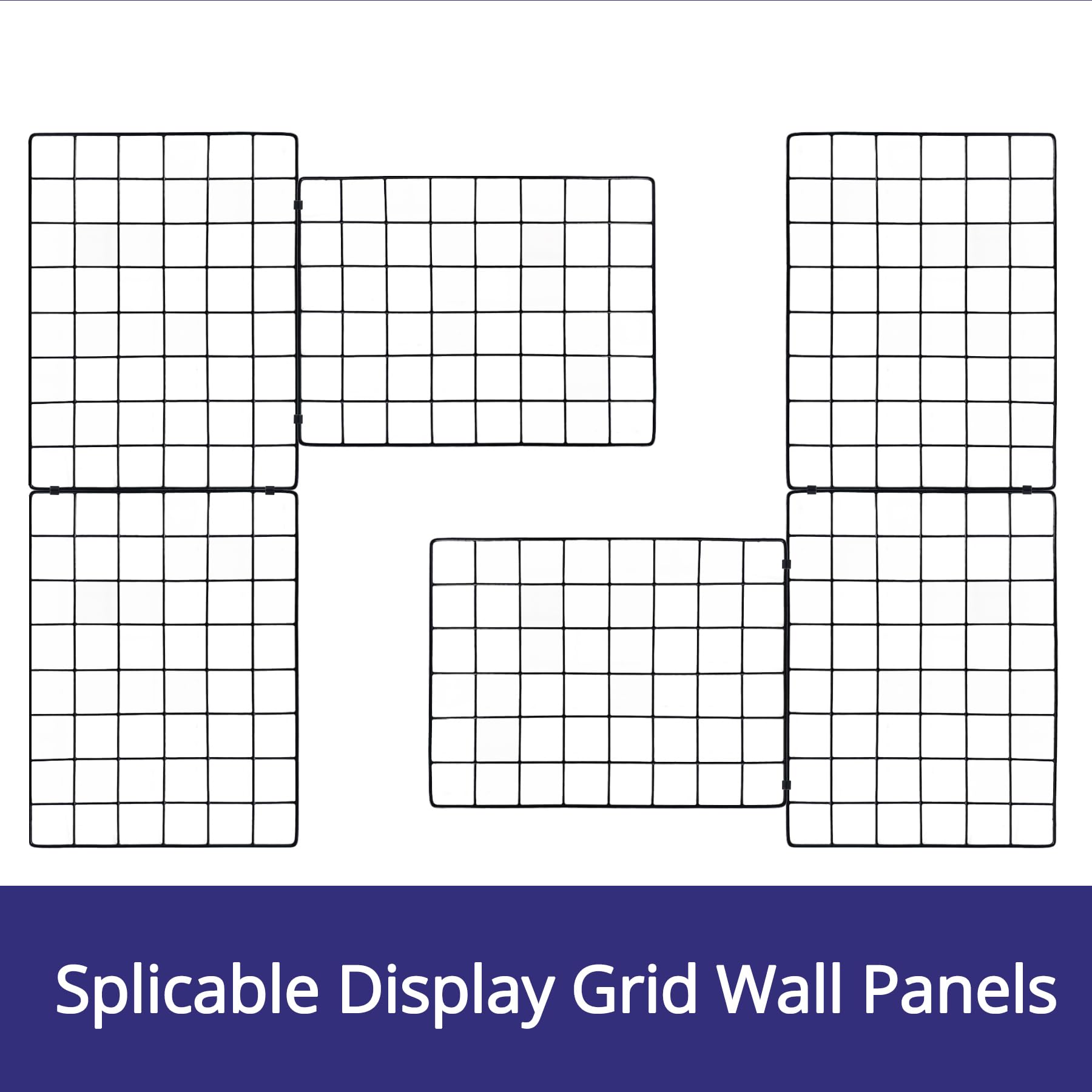 WELLCO Grid Wall Panels, 15.7"x 11.8" Grid Wall for Any Retail Display, Portable and Assembled Wall Grid with Extra Joining Clips and Hooks, 4 Pack, Black