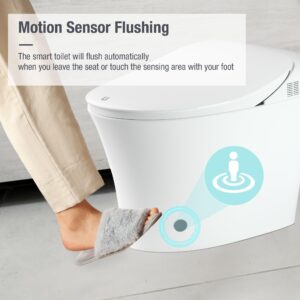 Luxury Smart Toilet with Wireless Remote, Multiple Spray Modes, Heated Seat with Warm Water Sprayer and Dryer, Foot Sensor Modern Toilet Bidet Automatic Flush Toilet