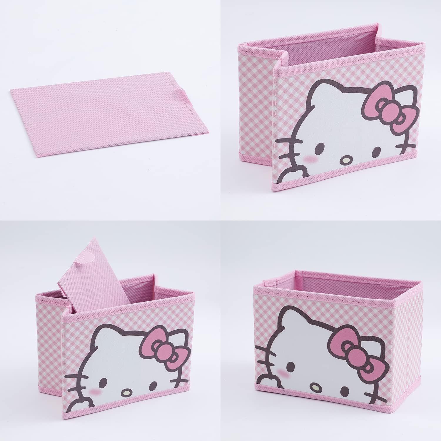 CNEISEJK Kawaii Kitty Collapsible Storage Box Kitty Cat Cosmetics Box Foldable Baskets Office Desk Room Decoration Makeup Holder for Women Girls (SNX-Ki 2403)