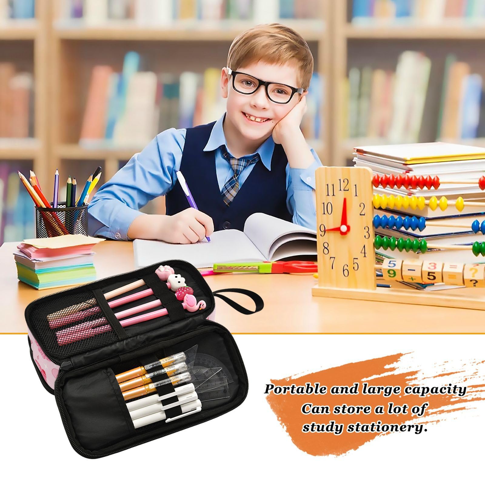 Gredecor Big Capacity Pencil Case for Girls Boys Retro Cowgirl Boots Lightning Kids Pouch Bag Pen Boxes with Zipper Supplies for School Office