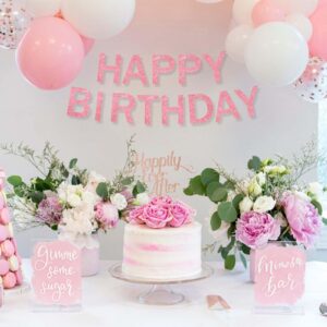 FALIZIFU Pink Happy Birthday Banner Birthday Sign Pink Happy Birthday Decorations for Men Women Birthday Party Supplies Wall Door Banner Flag