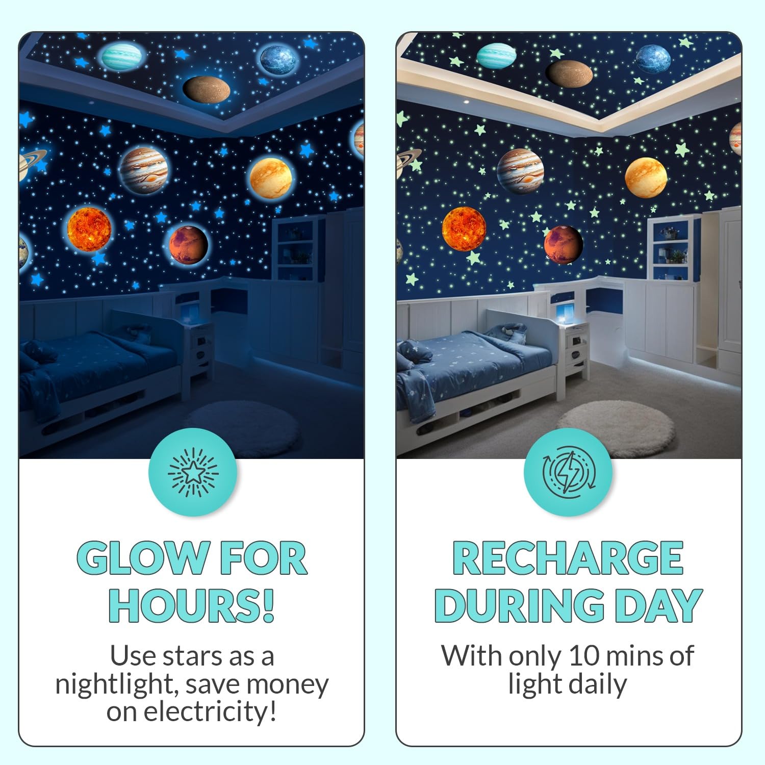 LUMOSX Glow in The Dark Stars for Ceiling - 534pcs Solar System Stickers Glowing Stars Planets & Constellation EBook Glow Stars for Ceiling Glow in The Dark Stars and Planets for Ceiling (Blue)