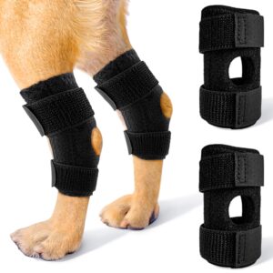 Huimpet Short Rear Leg Hock Brace, Dog Leg Braces for Back Leg with Flexible Velcro, Dog ACL Brace hind Leg, Hock & Ankle Support, Dog Leg Sleeve Protect Wound and Pain Relief, Medium,1 Pair, Black