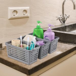 Jnktka 6-Pack Plastic Storage Baskets, Small Pantry Basket Bins Organizer, Grey