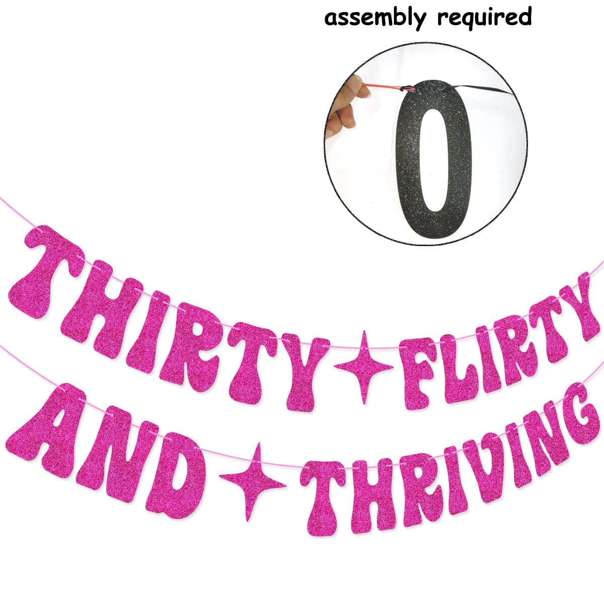 Hot Pink Thirty Flirty And Thriving Banner Talk Thirty to Me Banner for Women's 30th Birthday Party Decorations