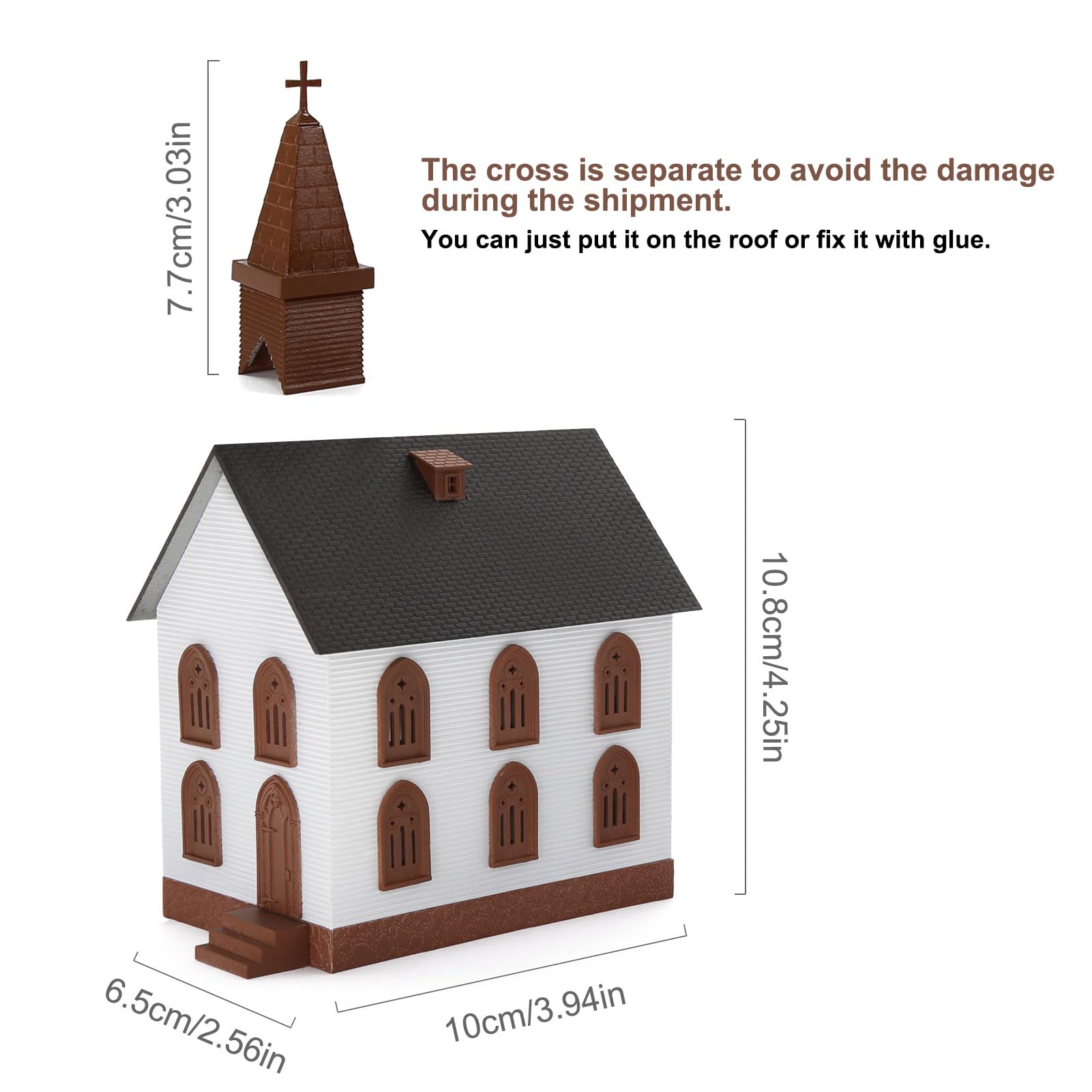 HO Scale Painted Assembled Model Church 1:87 Building for Model Railway Layout Diorama JZ8706