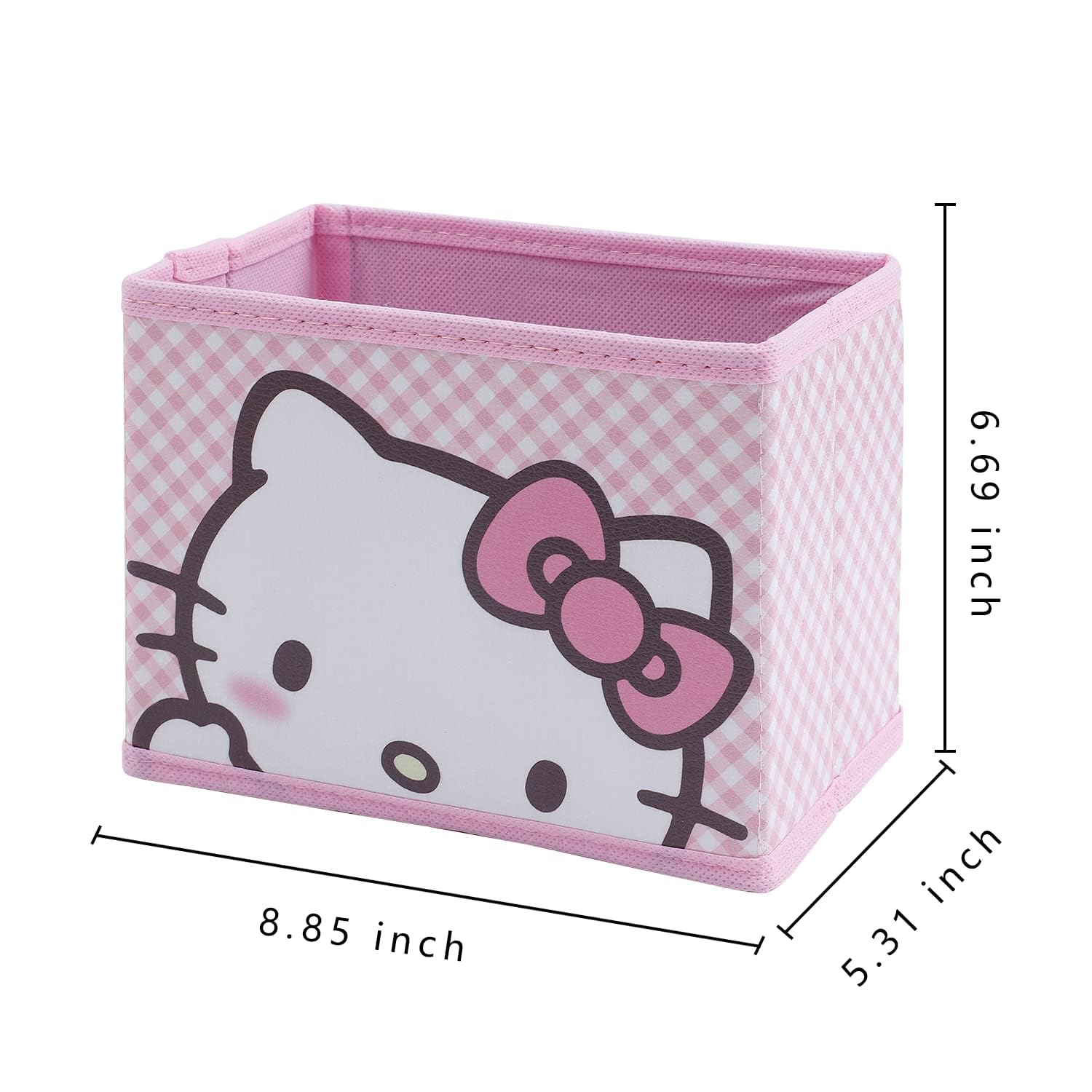 CNEISEJK Kawaii Kitty Collapsible Storage Box Kitty Cat Cosmetics Box Foldable Baskets Office Desk Room Decoration Makeup Holder for Women Girls (SNX-Ki 2403)