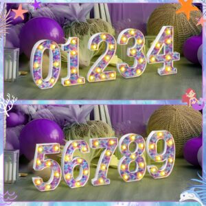 Glooglitter Mermaid Birthday Party Decoration, Decorative LED Glowing Numbers Mermaid Theme Marquee Digital Lights Table Centerpiece for Kids Under The Sea Birthday Baby Shower Party Decoration(5)