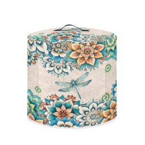 yuresuaet vintage flowers print cover for appliances 3 quart round electric rice cooker dust cover anti-fingerprint water resistant keep kitchen countertop clean