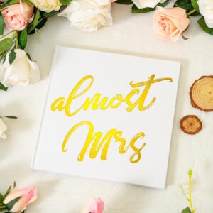 Calculs Almost Mrs Wedding Shower Guest Book Bachelorette Party Picture Book Polaroid 8.5” Square Bridal Blank Pages Guestbook White Cover Gold Gilding