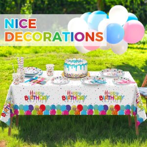 189PCS Birthday Plates and Napkins Party Supplies, Happy Birthday Plates Serve 24, Includes Happy Birthday Plates,Napkins,Tablecloth,Cups,Straws,Knives & Forks,Balloons for Kids Birthday Decorations