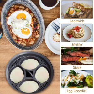 Nonstick Microwave Egg Poacher Insert: 4 in 1 Poached Egg Cooker Egg Boiler, Egg Steamer Poached Egg Cups For Thermomix TM6/TM5/TM31 and Air Fryer Oven (4 cup)