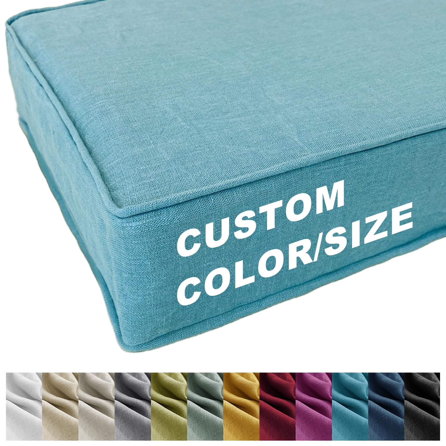 FRZVXCW Custom Bench Cushion, Indoor Furniture Window Seat Cushion with Non-Slip Bottom, Bench Cushions Custom Size, Bench Pad Cushion, Custom Outdoor Cushions, Optional Waterproof Addition Piping