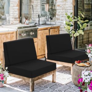 Outdoor Cushions for Patio Furniture 26.5x26.5, Outdoor Seat Cushion & Inclined Back Cushion with Ties, Waterproof Replacement Deep Seat Couch Sofa Chair Cushion for Backyard Garden Deck, Black