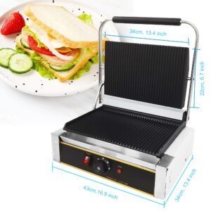 Mvckyi Commercial Panini Press Sandwich Maker, Electric Griddle Sandwich Press, Commercial Panini Press Machine Panini Griddle, Non Stick, Temperature Control, for Restaurant, Snack Bar 2200W