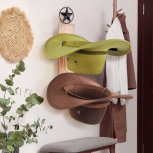 AJART Western Cowboy Hat Storage Rack: Cowgirl Wall Decor for Home - 6 Pieces Cowboy Hat Oragnizer Hooks - Gray Cowboy Hat Display Hanger