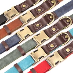 Didog Soft Padded Leather Dog Collar for Large Dogs, Classic Heavy Duty Dog Collars with Quick Release Metal Buckle, Adjustable Large Dog Collar Leather,Brown,L