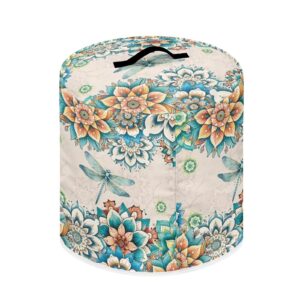 Yuresuaet Vintage Flowers Print Cover for Appliances 3 Quart Round Electric Rice Cooker Dust Cover Anti-Fingerprint Water Resistant Keep Kitchen Countertop Clean