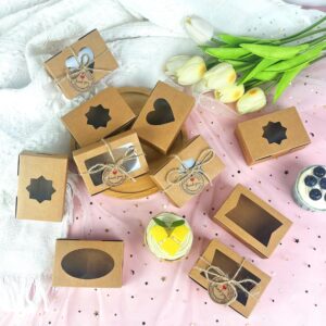 MUMULULU 25Pcs Soap Boxes for Homemade Soap with Window Small Kraft Soap Packaging Boxes for Homemade Soap Bakery Candy Cookies Packaging Supplies