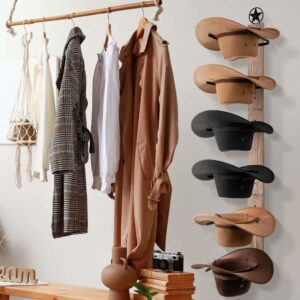 AJART Western Cowboy Hat Storage Rack: Cowgirl Wall Decor for Home - 6 Pieces Cowboy Hat Oragnizer Hooks - Gray Cowboy Hat Display Hanger