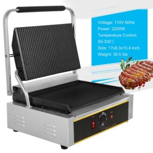 Mvckyi Commercial Panini Press Sandwich Maker, Electric Griddle Sandwich Press, Commercial Panini Press Machine Panini Griddle, Non Stick, Temperature Control, for Restaurant, Snack Bar 2200W