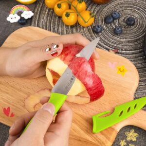 Kushank 4.5" Paring Knife with Child Lock Cover, Premium Stainless Steel Small Kitchen Knife, Rust Proof Stain Resistant, Perfect for Fruit and Vegetable, Ergonomic Knife Handles for Versatility