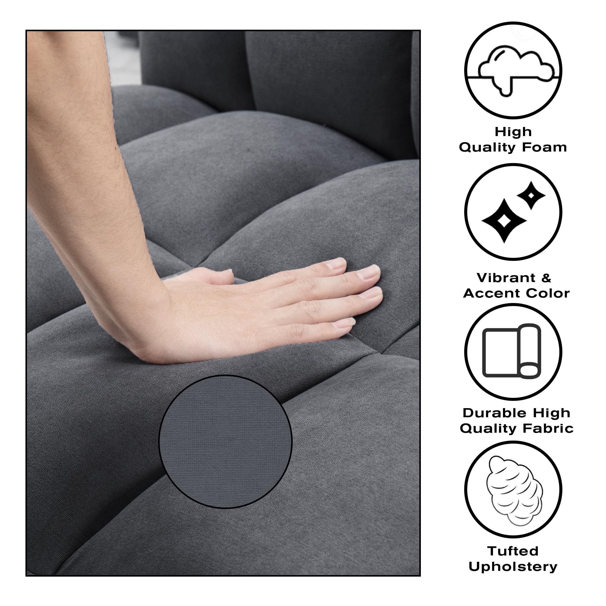 JUMMICO 3-in-1 Convertible Futon Sofa Bed Modern Linen Sleeper Loveseat with Pillow Folding Adjustable Backrest Couch Daybed for Living Room, Apartment