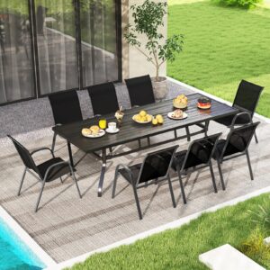 S AFSTAR Patio Chairs Set of 4, Stackable Patio Chairs Set with Armrests and Breathable Seat Fabric, Outdoor Dining Chairs Set for Patio, Pool Side, Backyard