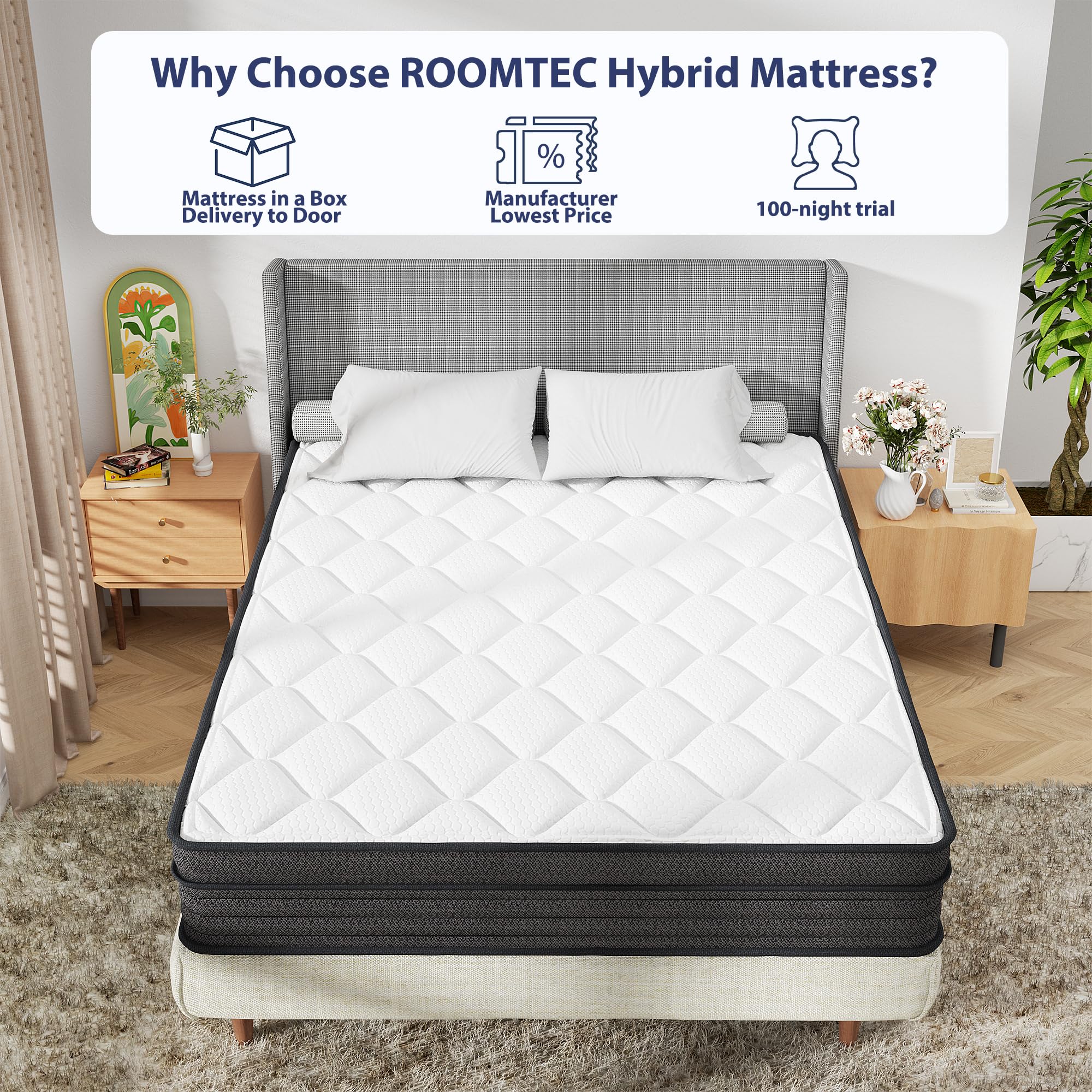 LOVMOR Full Size Mattress, 12 Inch Gel Memory Foam Hybrid Mattress, Pocket Spring Mattress in a Box for Motion Isolation, Strong Edge Support, Pressure Relief, CertiPUR-US (12 inch, Full)