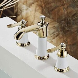 kitchen taps faucet basin faucets brass golden double handle sink faucet luxury 3 holes bathroom basin bathtub taps hot cold water mixer