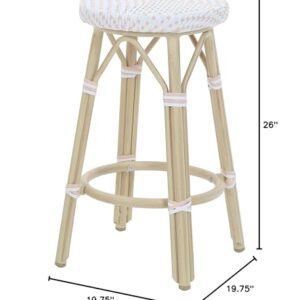 Greemotion Binde Boho 26-inch Aluminum and All-Weather Wicker Barstools with Footrest, Patio Stools & Bar Chairs for Outdoor, Kitchen Counter, Poolside, Yard, Set of 2, White