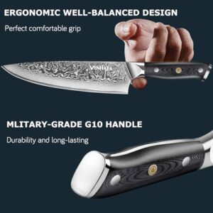 MOSFiATA Chef Knife 8 Inch, Damascus Kitchen Knife,Ultra Sharp Chef's Knives with 67-Layer Damascus Steel VG-10 Blade,Knife Sharpener Rod Gift Box