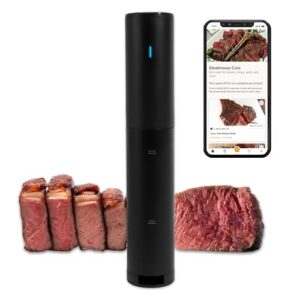 anova culinary sous vide precision cooker mini, 850 watts, black and orange, app enabled, 2024 model