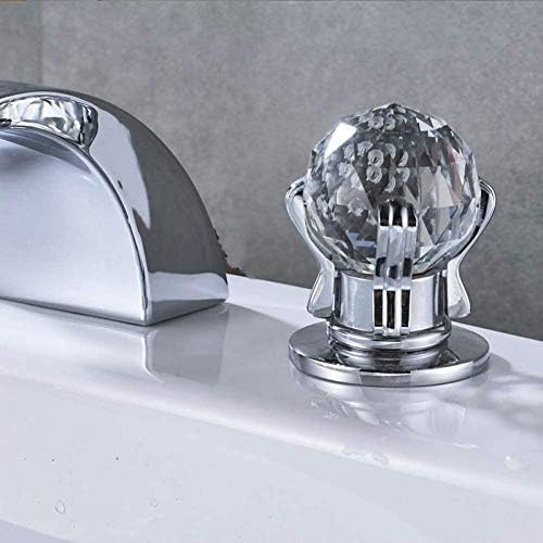 Kitchen Taps Chrome Bath Basin Faucet Hot Cold Mixer Faucet Three Holes Two Handle Mixers Tap Deck Mount Crystal Handle