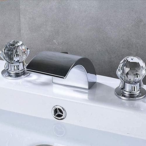 Kitchen Taps Chrome Bath Basin Faucet Hot Cold Mixer Faucet Three Holes Two Handle Mixers Tap Deck Mount Crystal Handle