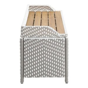 Greemotion Azur Beach Aluminum and All-Weather Wicker 41 in. Wide Storage Bench for Garden, Backyard, Patio, Pool Area, Porch, Gray and White