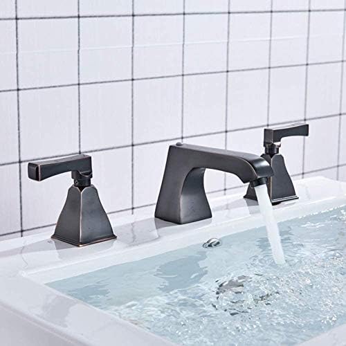 Kitchen Taps Faucet Black Bronze Bathroom Basin Faucet Deck Mounted Spread 3 Holes Bathtub Sink Mixer Tap Dual Handle Chrome Basin Crane Tap