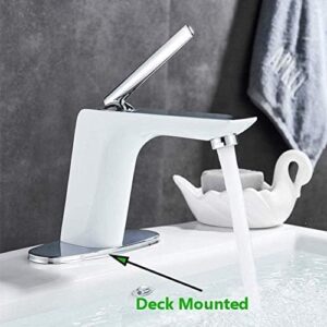 Kitchen Taps White Chrome Basin Faucet Cold and Hot Water Modern Brass Bathroom Sink Faucet Single Handle Hole Toilet Bath Mixer Water Tap