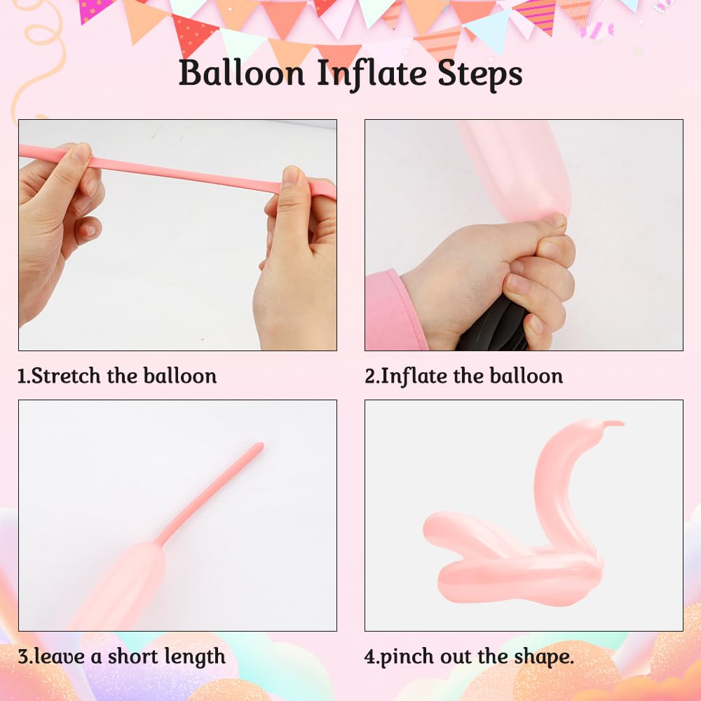 Pink 260 Balloons Pink Long Balloons for Tying Balloon Arch Latex Balloon 100 Pcs Macaron Pink Balloons Long Skinny Balloons Pink 260Q Balloons for Party Suppies Gender Reveal Wedding Decorations