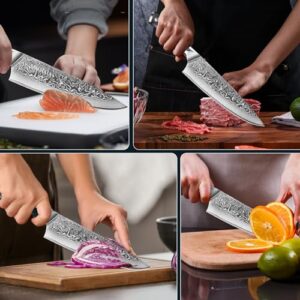 MOSFiATA Chef Knife 8 Inch, Damascus Kitchen Knife,Ultra Sharp Chef's Knives with 67-Layer Damascus Steel VG-10 Blade,Knife Sharpener Rod Gift Box