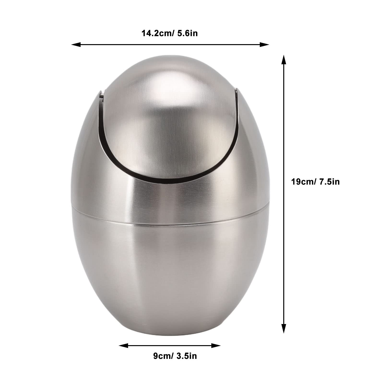 Mini Countertop Trash Can with Lid, Stainless Steel Small Trash Cans with Swing Lid Mini Trash Bin Can for Desk Office Modern Metal Swing Top Lid Trash Bin for Kitchen Bathroom Bedroom