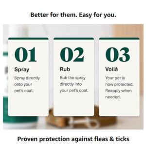 Pestie Flea & Tick Treatment for Pets, Plant-Powered Spray, Repels and Kills Fleas, Ticks and Mosquitos, Safe for Cats and Dogs, Easy Spray-On, Featuring Cedarwood, Peppermint, Thyme, and Rosemary