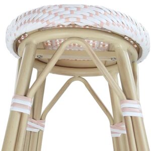 Greemotion Binde Boho 26-inch Aluminum and All-Weather Wicker Barstools with Footrest, Patio Stools & Bar Chairs for Outdoor, Kitchen Counter, Poolside, Yard, Set of 2, White